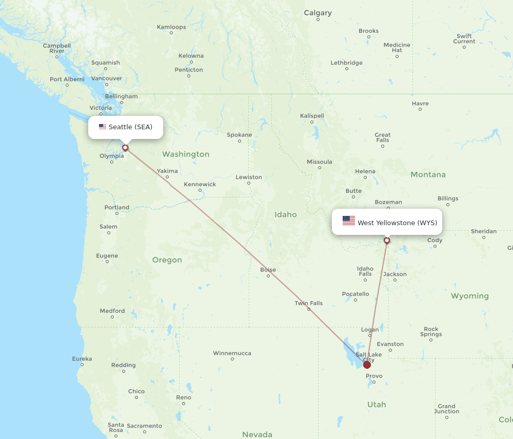 Flights from Seattle to West Yellowstone SEA to WYS Flight Routes