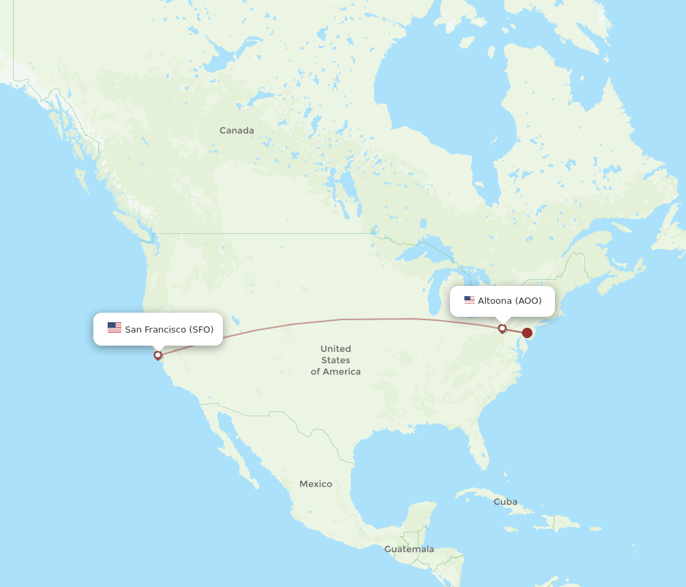 Flights from San Francisco to Altoona SFO to AOO Flight Routes