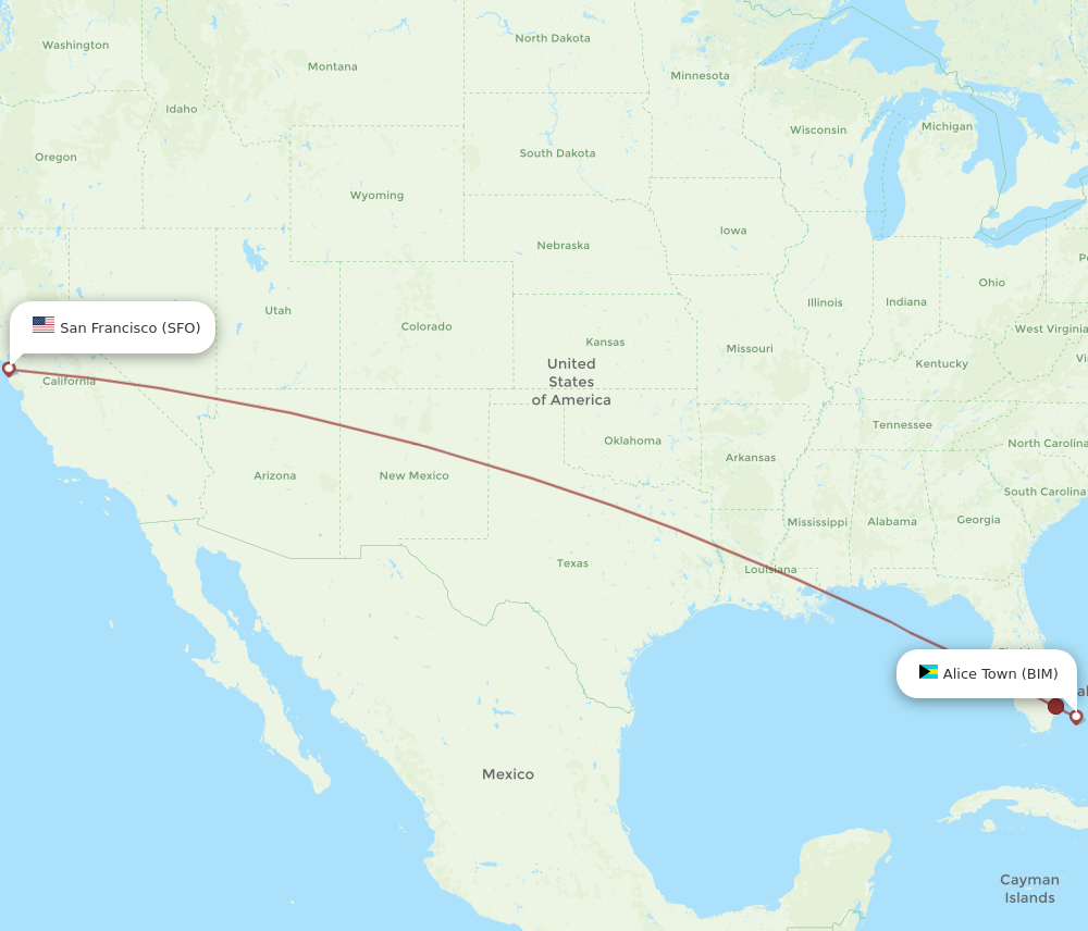 Flights from San Francisco to Bimini SFO to BIM Flight Routes