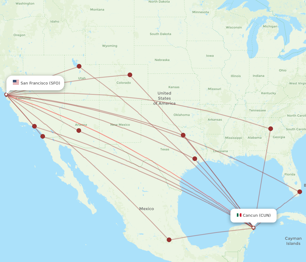 Flights from San Francisco to Cancun SFO to CUN Flight Routes