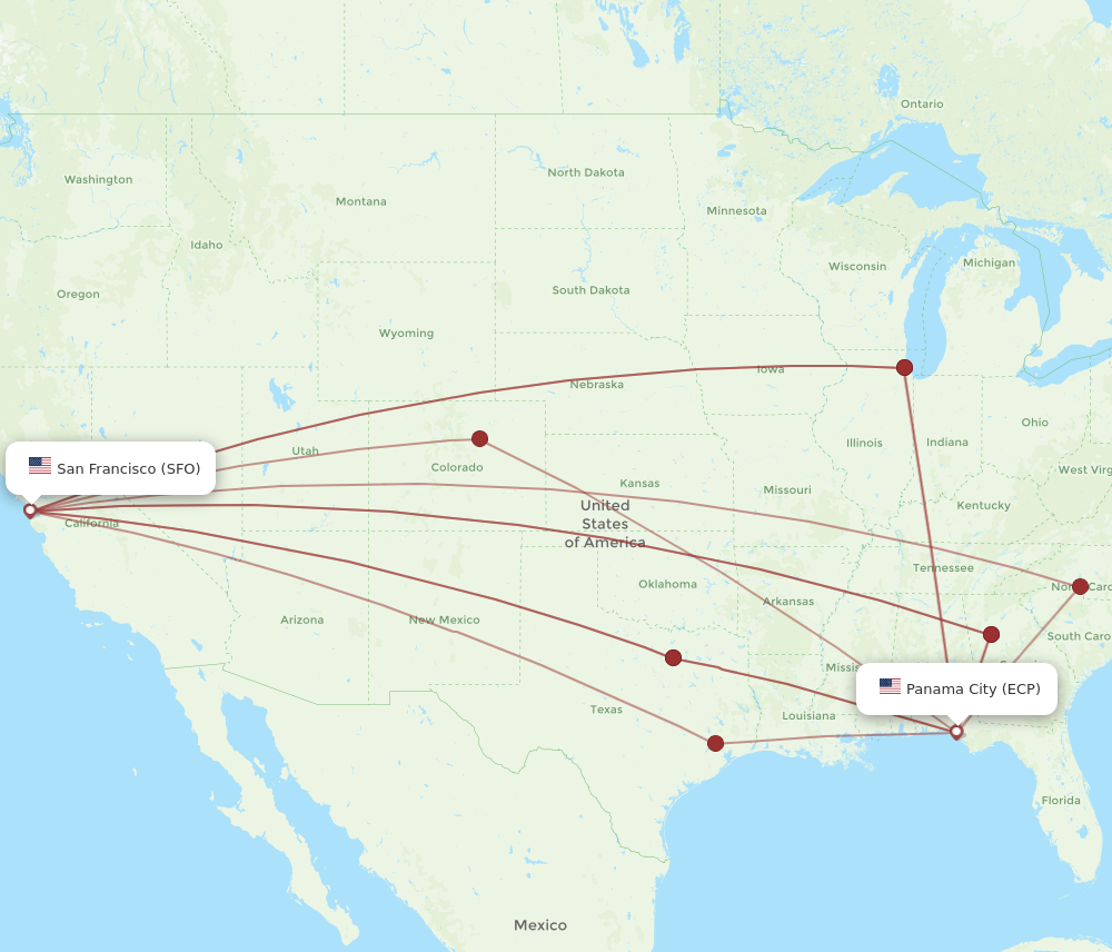 Flights from San Francisco to Panama City SFO to ECP Flight Routes