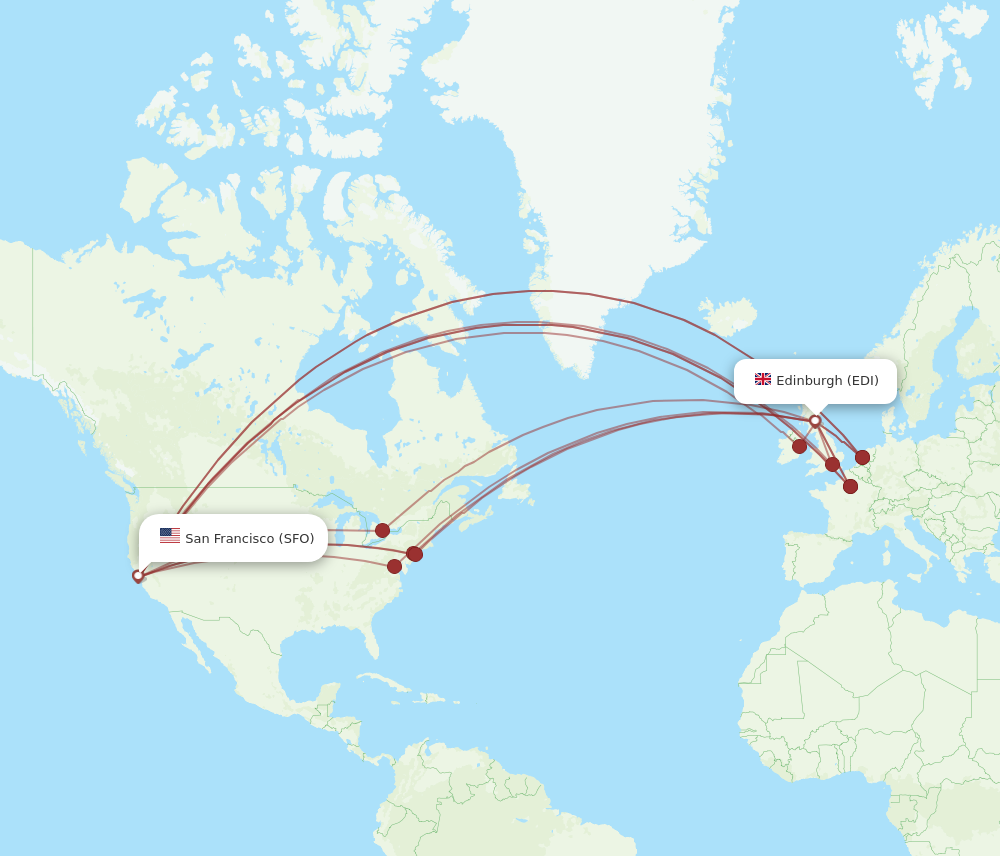 Flights from San Francisco to Edinburgh SFO to EDI Flight Routes