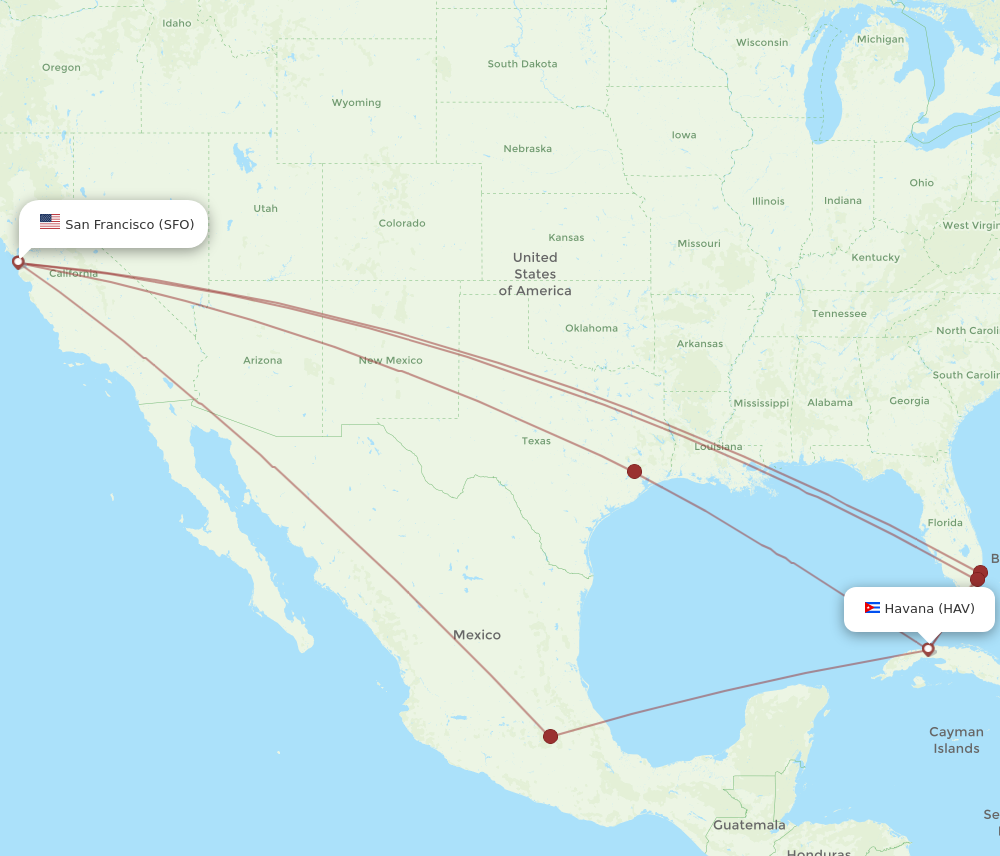 Flights from San Francisco to Havana SFO to HAV Flight Routes