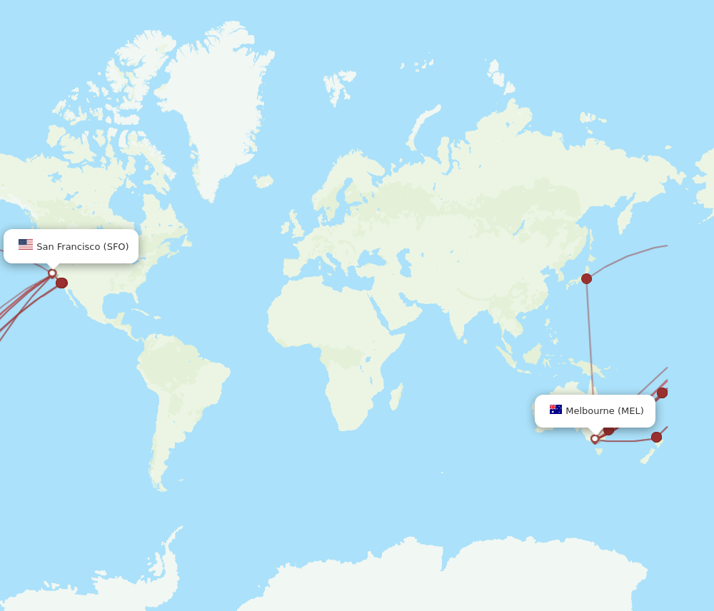 Flights from San Francisco to Melbourne SFO to MEL Flight Routes