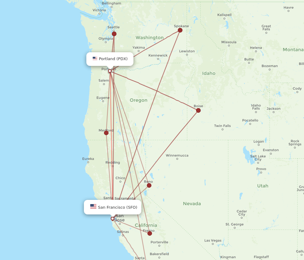 Flights from San Francisco to Portland SFO to PDX Flight Routes