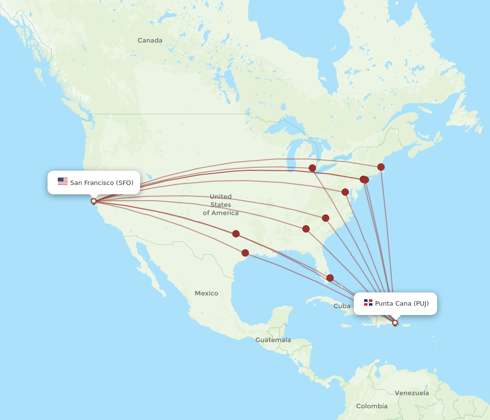 Flights from San Francisco to Punta Cana SFO to PUJ Flight Routes