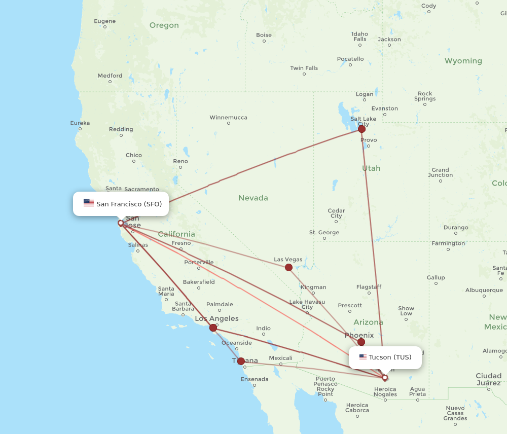 Flights from San Francisco to Tucson SFO to TUS Flight Routes