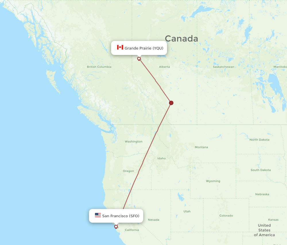 Flights from San Francisco to Grande Prairie SFO to YQU Flight