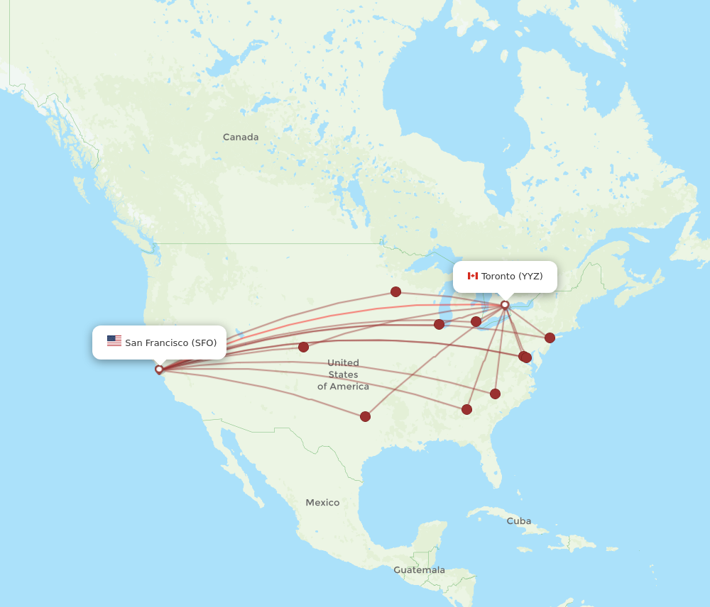 Flights from San Francisco to Toronto SFO to YYZ Flight Routes