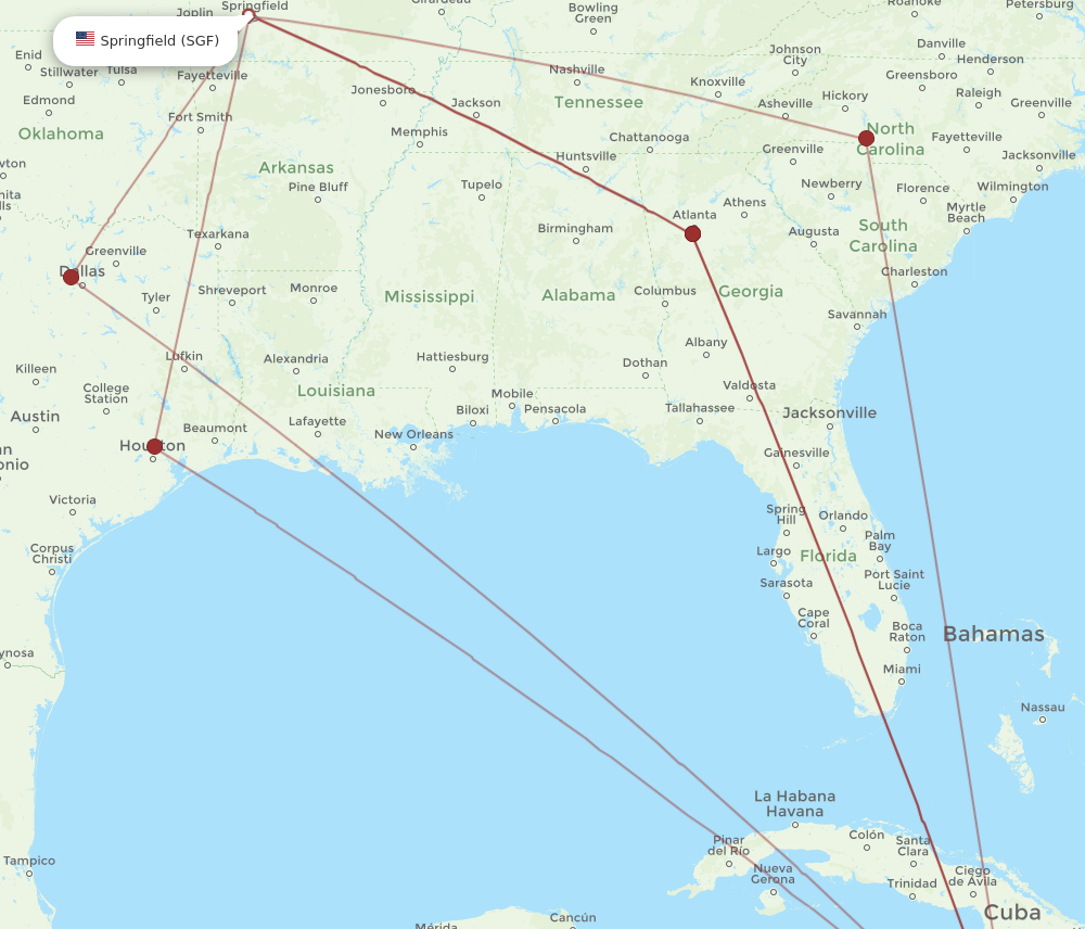 Flights from Springfield to Montego Bay SGF to MBJ Flight Routes