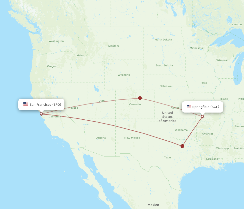 Flights from Springfield to San Francisco SGF to SFO Flight Routes