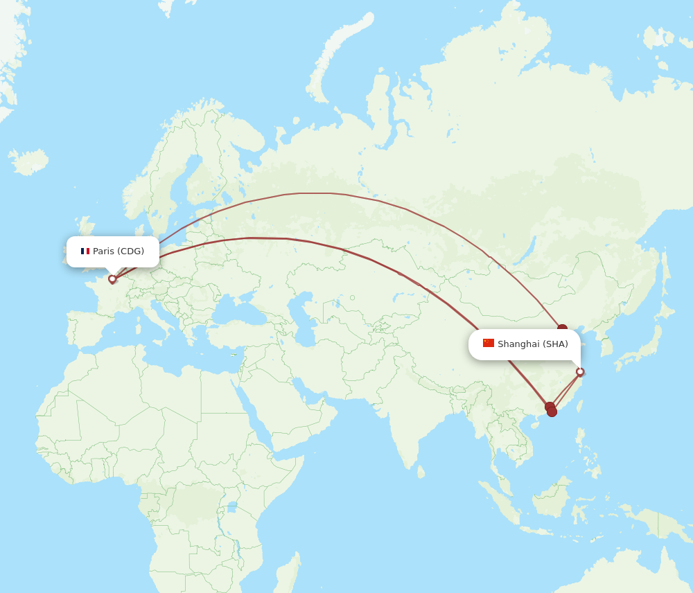 All Flight Routes From Shanghai To Paris, SHA To CDG - Flight Routes