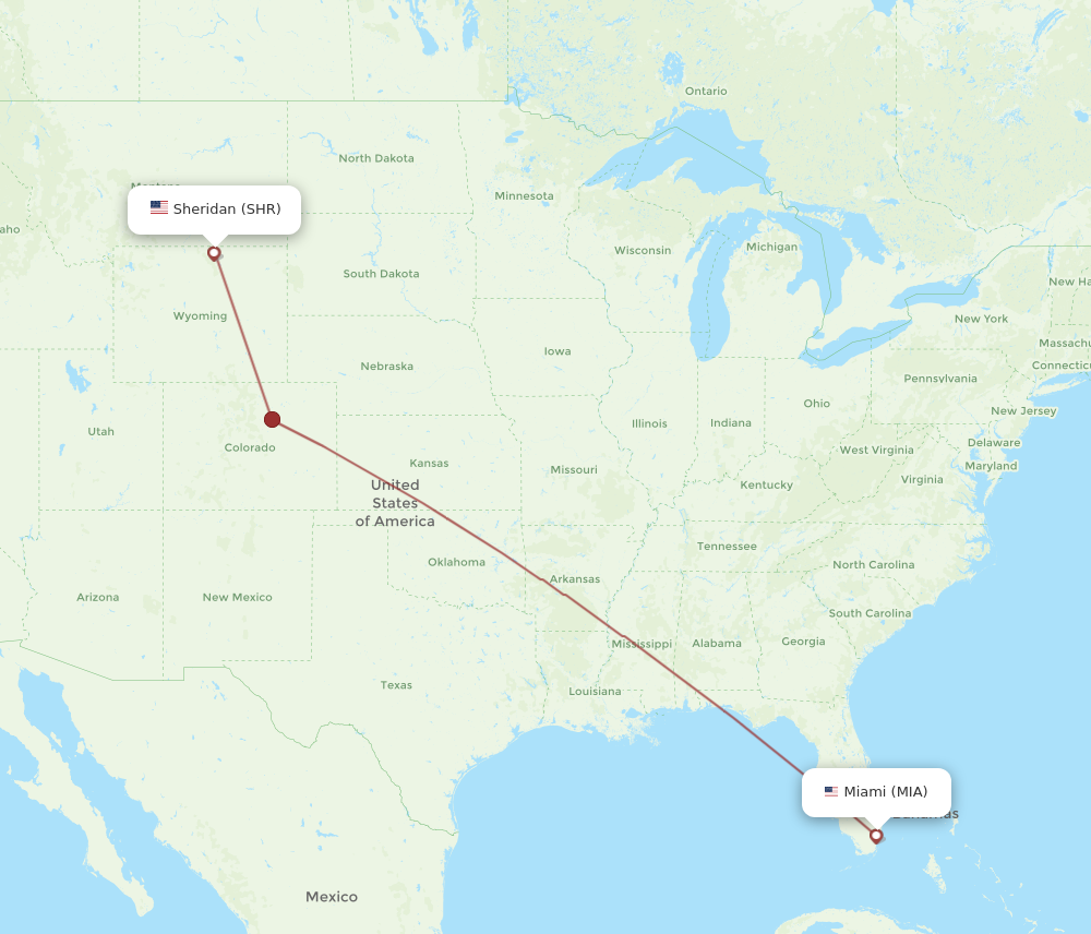 Flights from Sheridan to Miami SHR to MIA Flight Routes