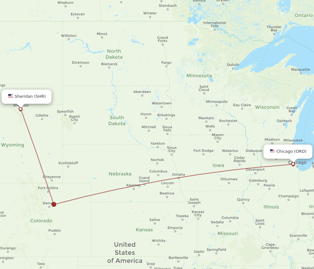 Flights from Sheridan to Chicago SHR to ORD Flight Routes