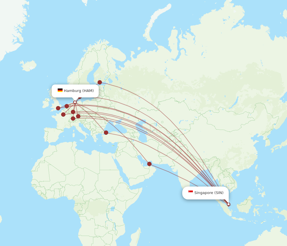 Flights from Singapore to Hamburg SIN to HAM Flight Routes