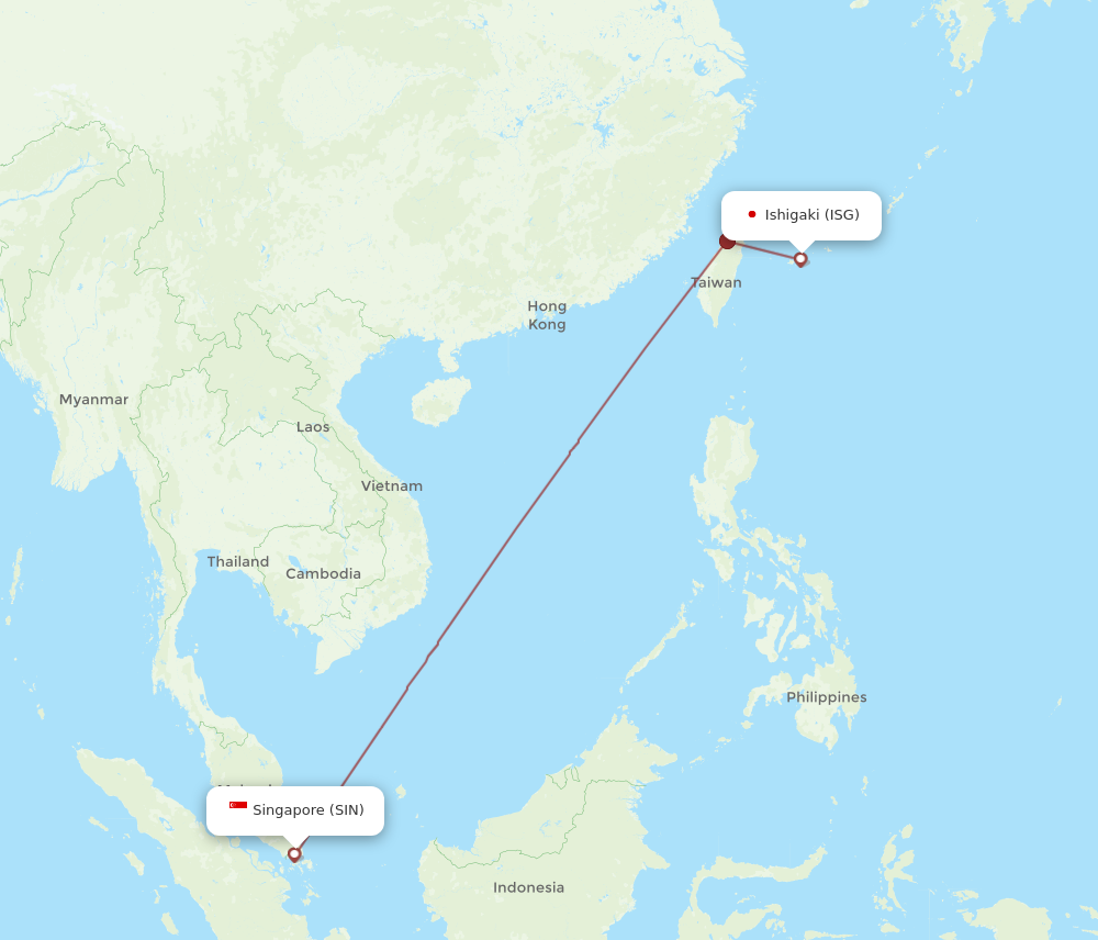 Flights from Singapore to Ishigaki SIN to ISG Flight Routes