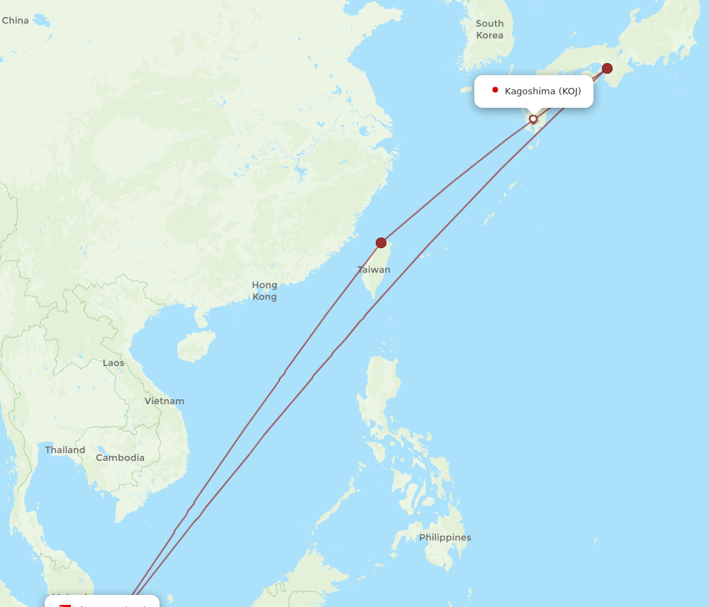 Flights from Singapore to Kagoshima SIN to KOJ Flight Routes