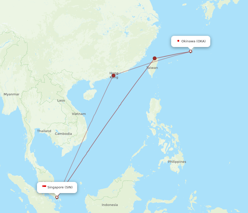 Flights from Singapore to Okinawa SIN to OKA Flight Routes