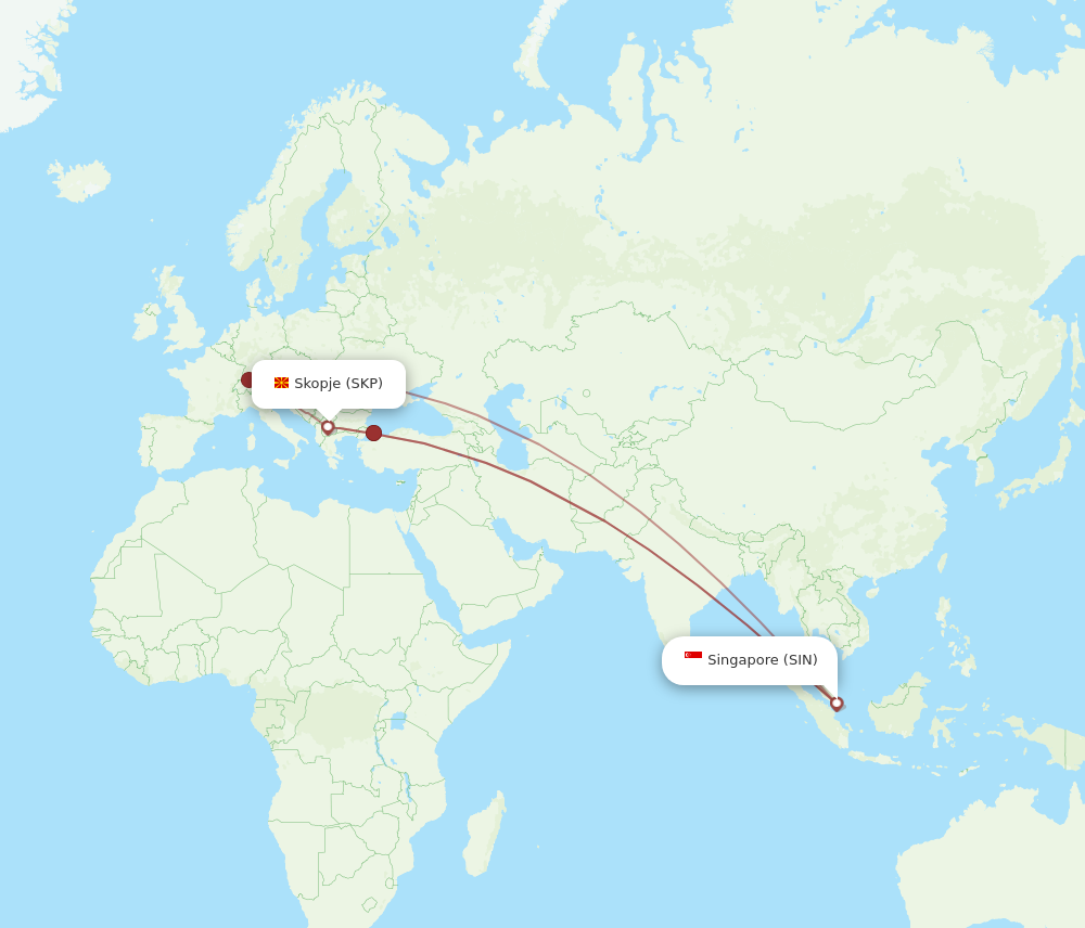 Flights from Singapore to Skopje, SIN to SKP - Flight Routes