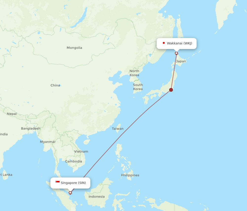 Flights from Singapore to Wakkanai SIN to WKJ Flight Routes