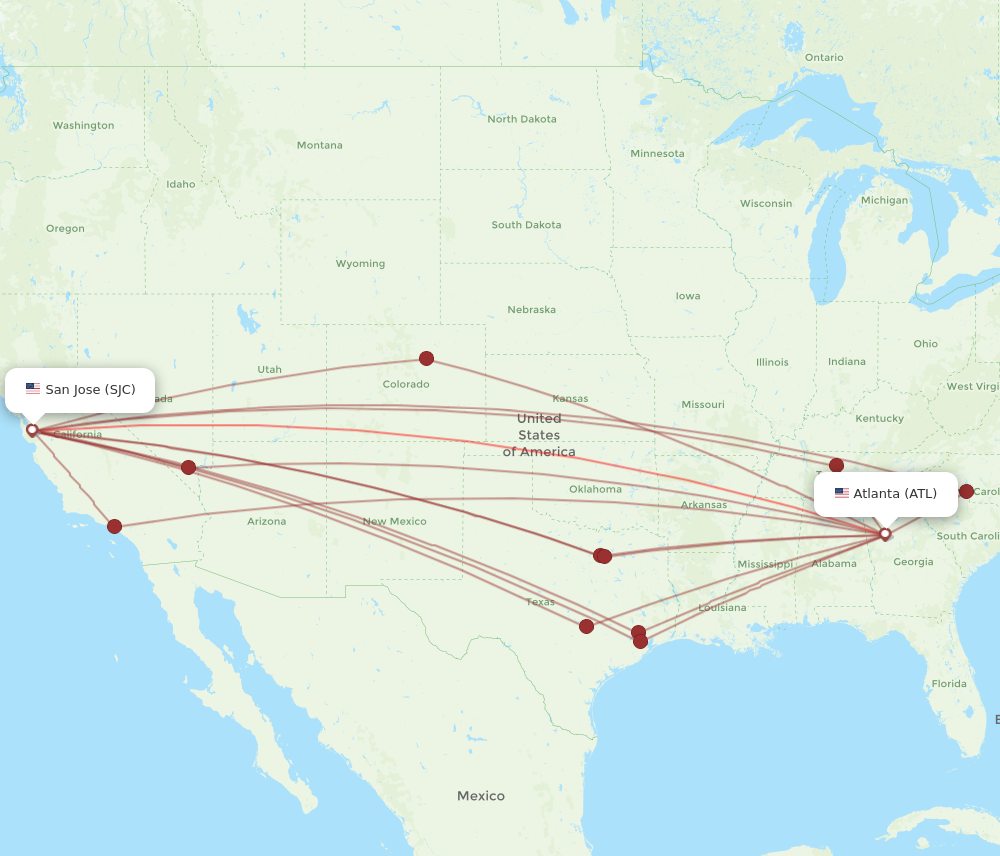 Flights from San Jose to Atlanta SJC to ATL Flight Routes