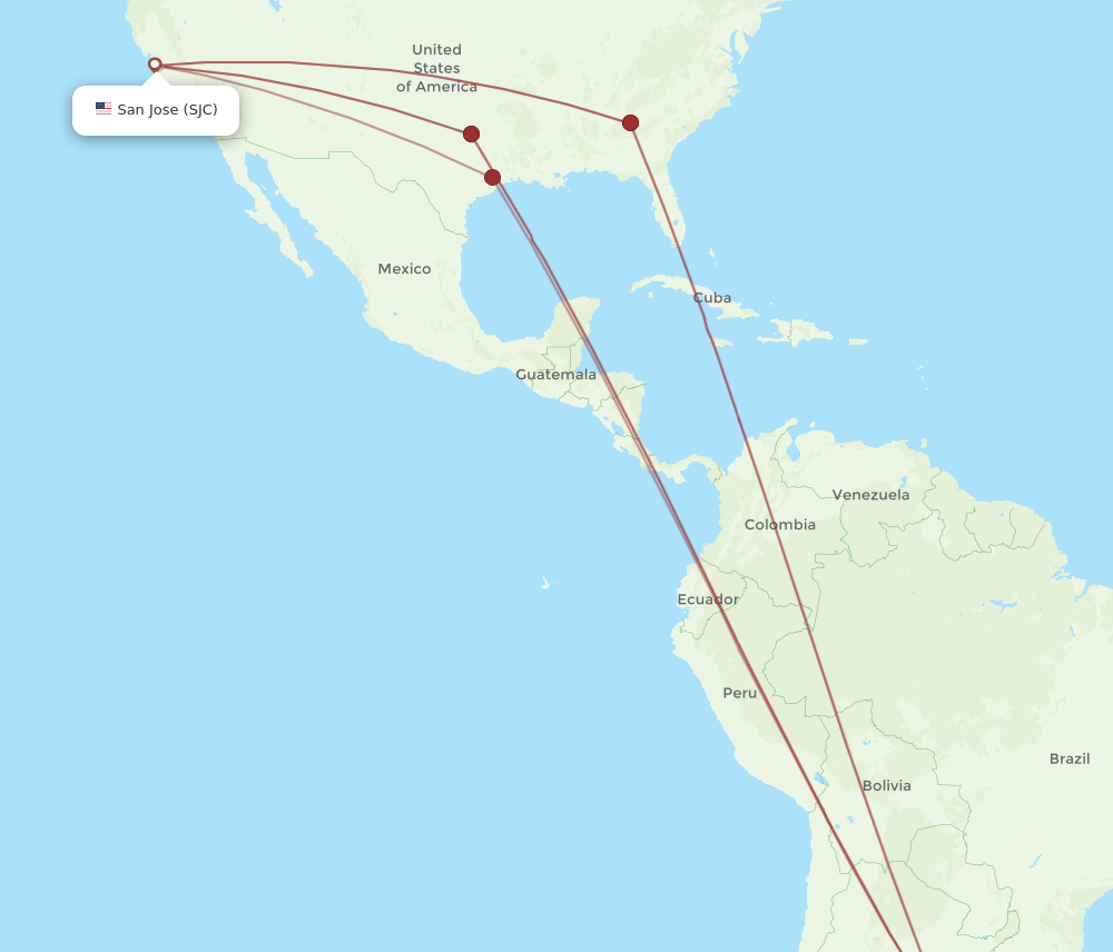 All Flight Routes From San Jose To Buenos Aires Sjc To Eze Flight Routes 7506