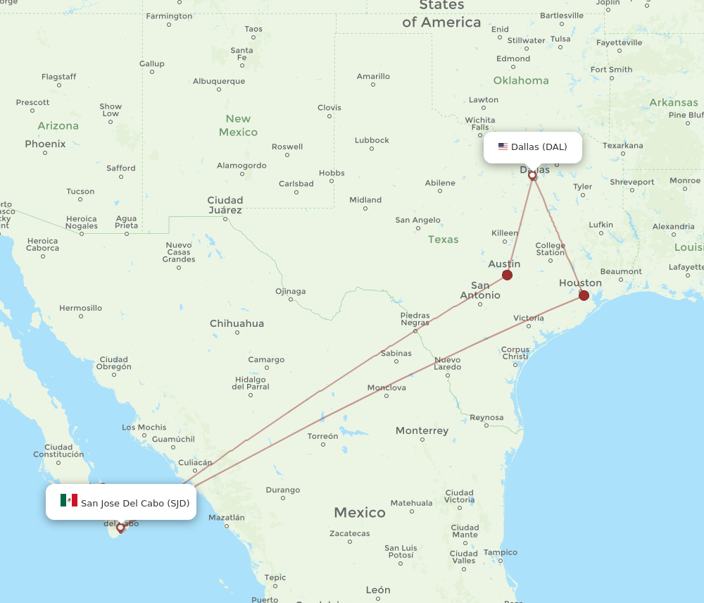 Flights from San Jose Cabo to Dallas SJD to DAL Flight Routes