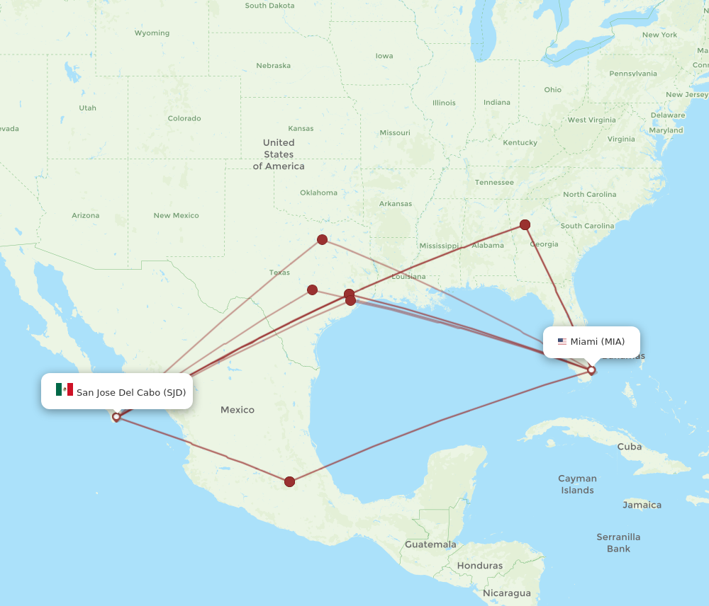 Flights from San Jose Cabo to Miami SJD to MIA Flight Routes