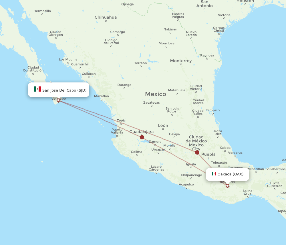 Flights from San Jose Cabo to Oaxaca SJD to OAX Flight Routes