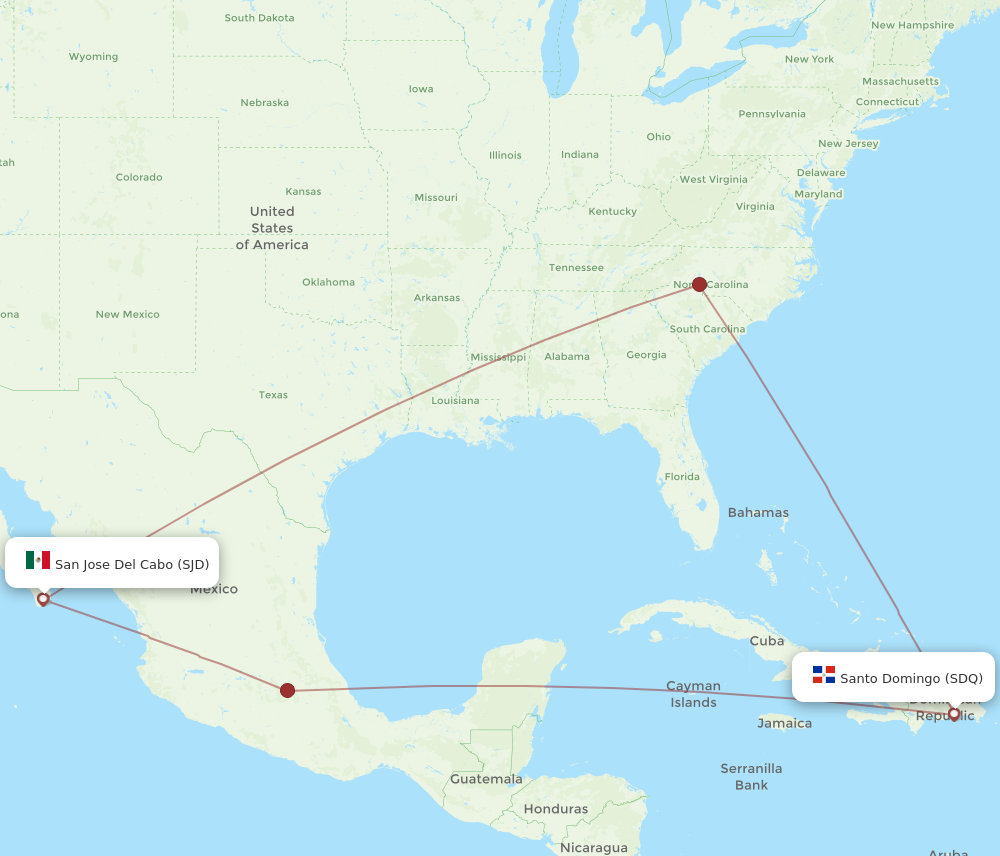 Flights from San Jose Cabo to Santo Domingo SJD to SDQ Flight