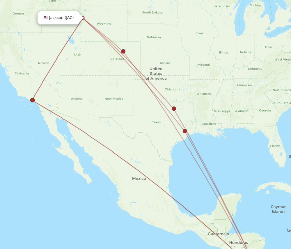 All flight routes from San Jose to Jackson, SJO to JAC - Flight Routes