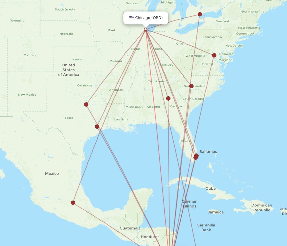 All flight routes from San Jose to Chicago, SJO to ORD - Flight Routes