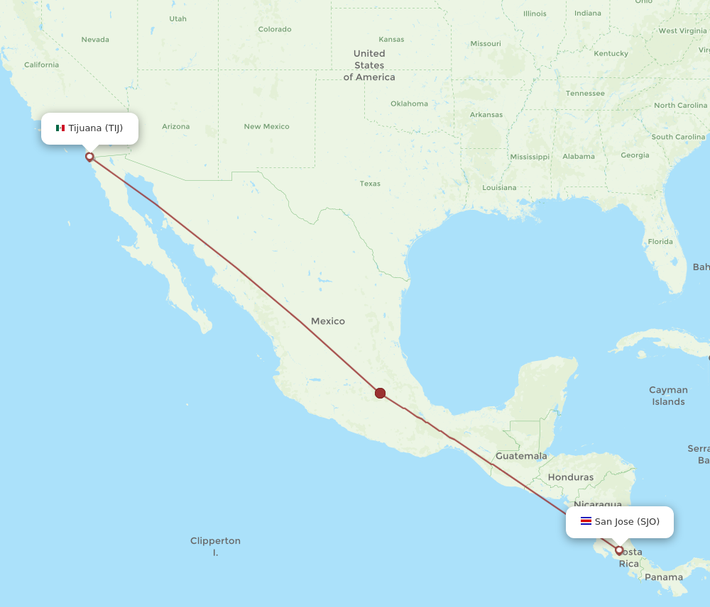 Flights from San Jose to Tijuana SJO to TIJ Flight Routes