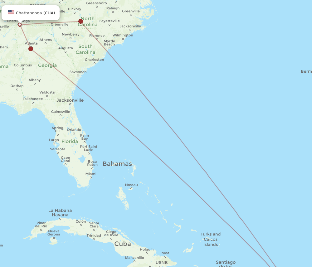 Flights from San Juan to Chattanooga SJU to CHA Flight Routes