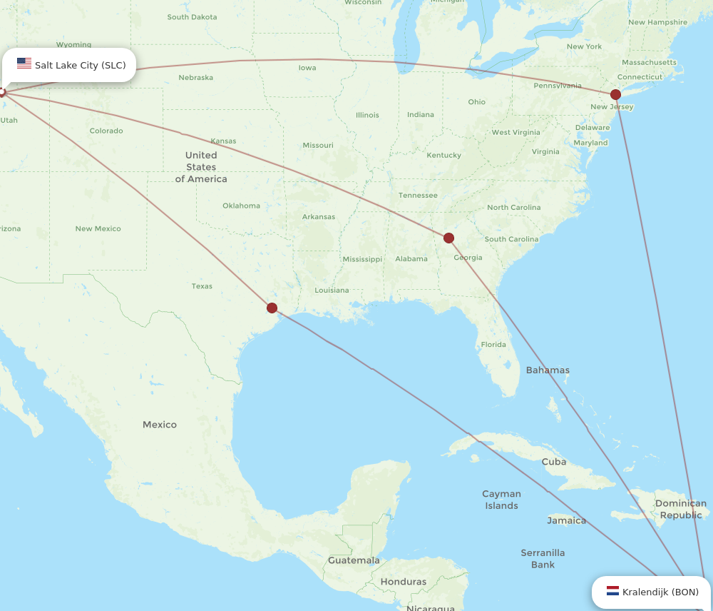 All Flight Routes From Salt Lake City To Bonaire Slc To Bon Flight Routes 7036