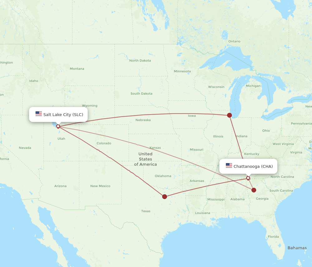 Flights from Salt Lake City to Chattanooga SLC to CHA Flight Routes