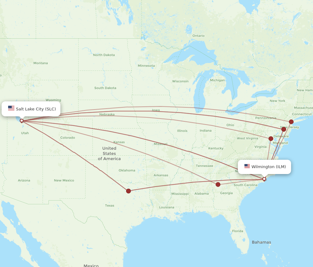 Flights from Salt Lake City to Wilmington, SLC to ILM - Flight Routes