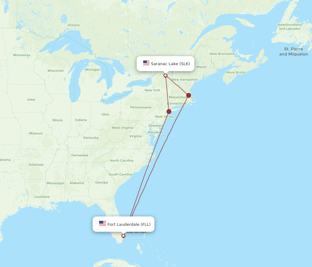 All Flight Routes From Saranac Lake To Fort Lauderdale Slk To Fll Flight Routes 4375