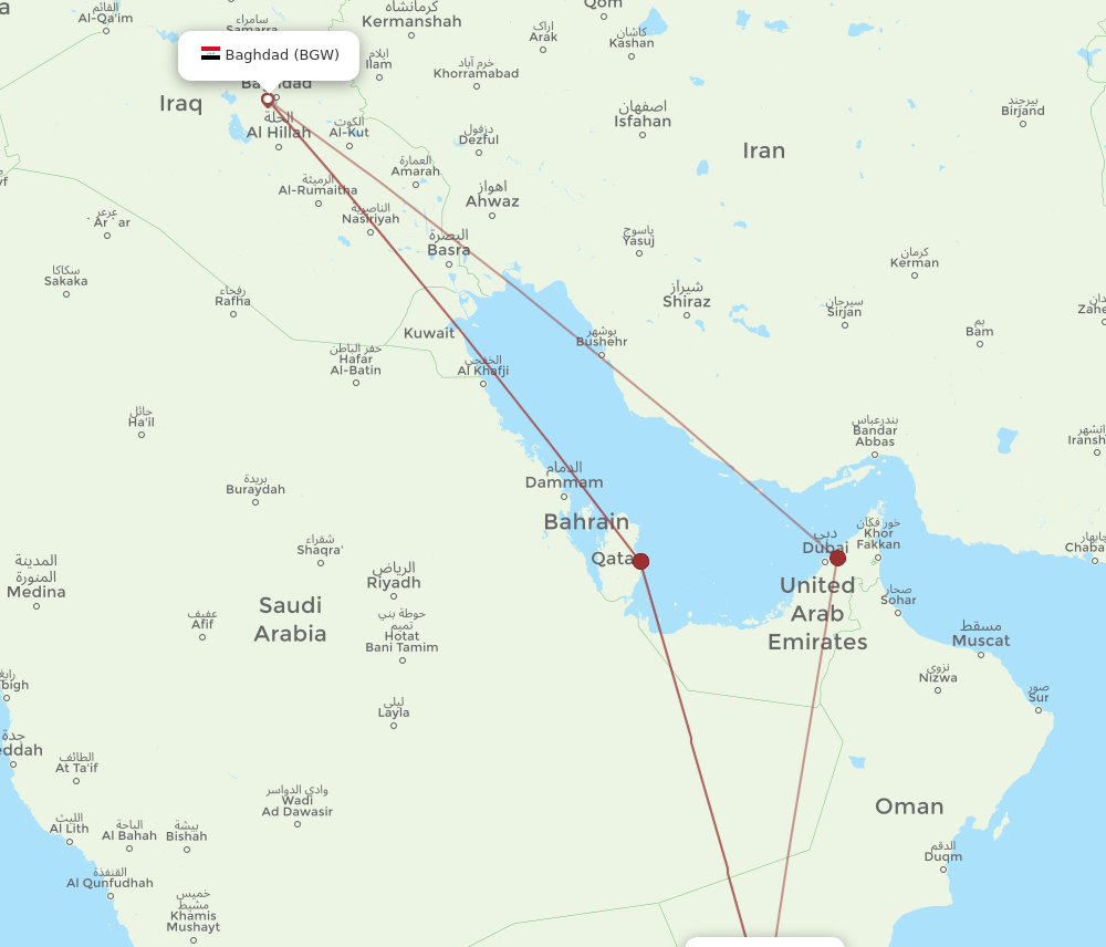 All Flight Routes From Salalah To Baghdad, SLL To BGW - Flight Routes