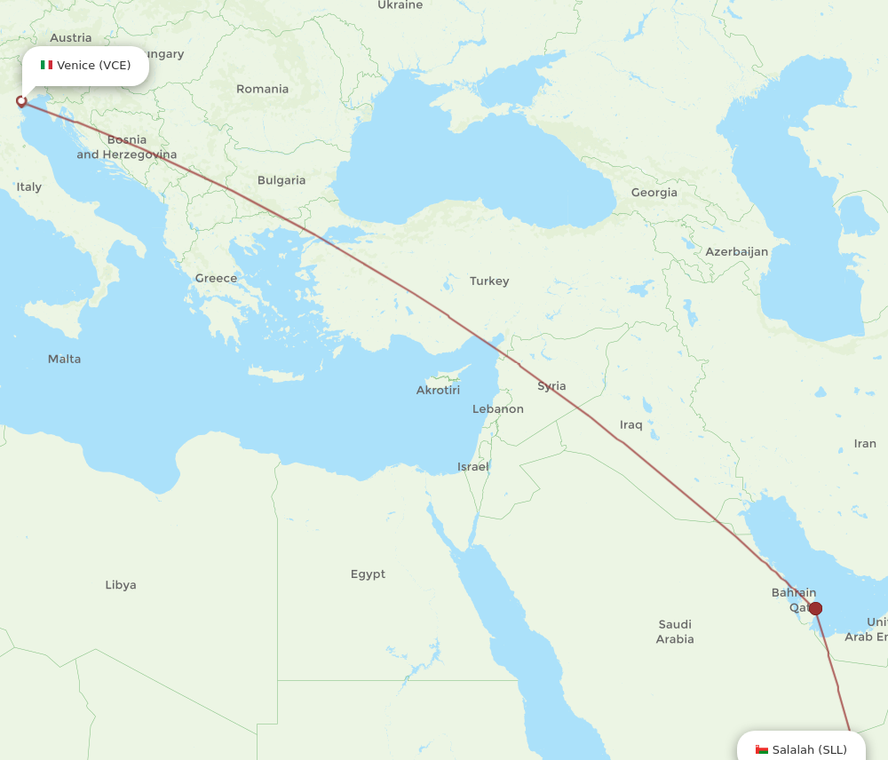 Flights from Salalah to Venice SLL to VCE Flight Routes