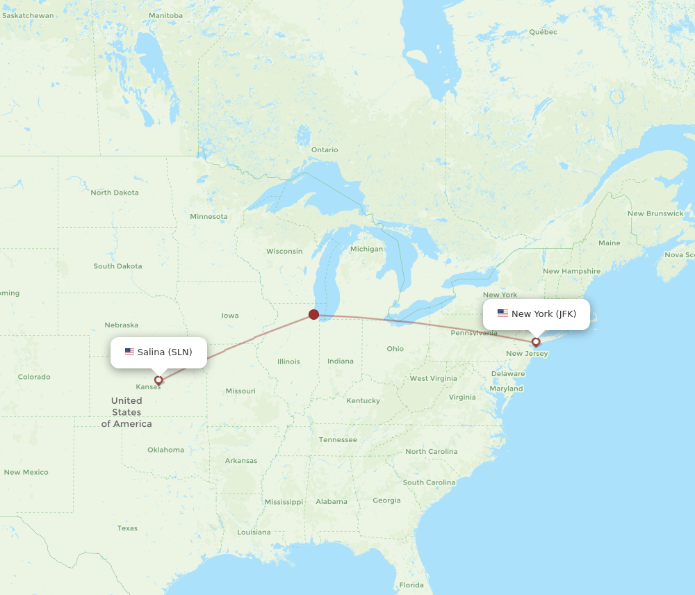 Flights from Salina to New York SLN to JFK Flight Routes