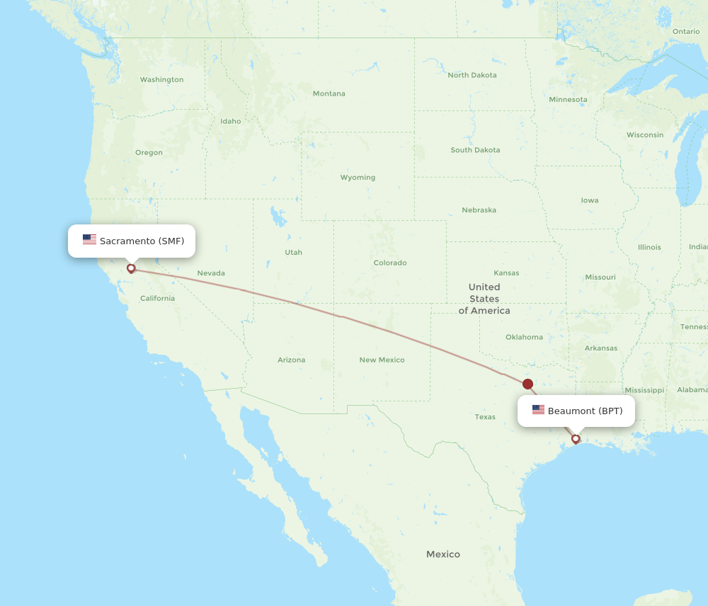 Flights from Sacramento to Beaumont SMF to BPT Flight Routes