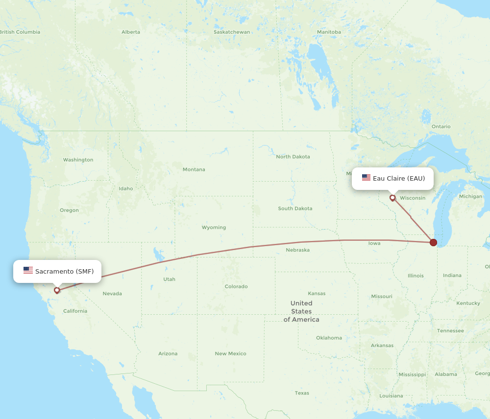 Flights From Eau Claire To Sacramento, EAU To SMF - Flight Routes