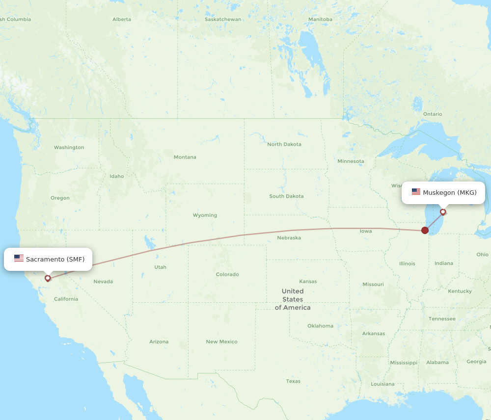 Flights from Sacramento to Muskegon SMF to MKG Flight Routes