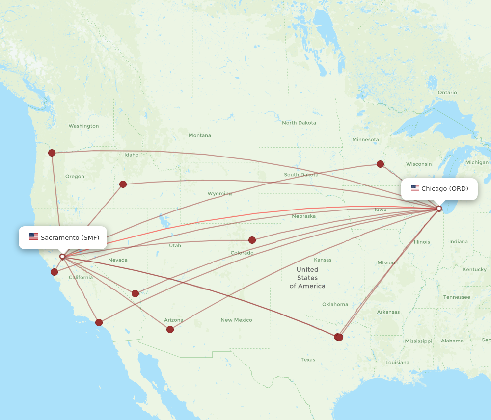 Flights from Sacramento to Chicago SMF to ORD Flight Routes