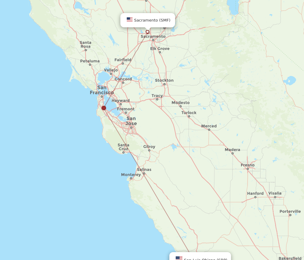 Flights from Sacramento to San Luis Obispo SMF to SBP Flight Routes