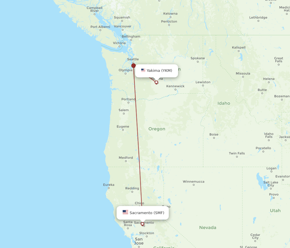 Flights from Sacramento to Yakima SMF to YKM Flight Routes