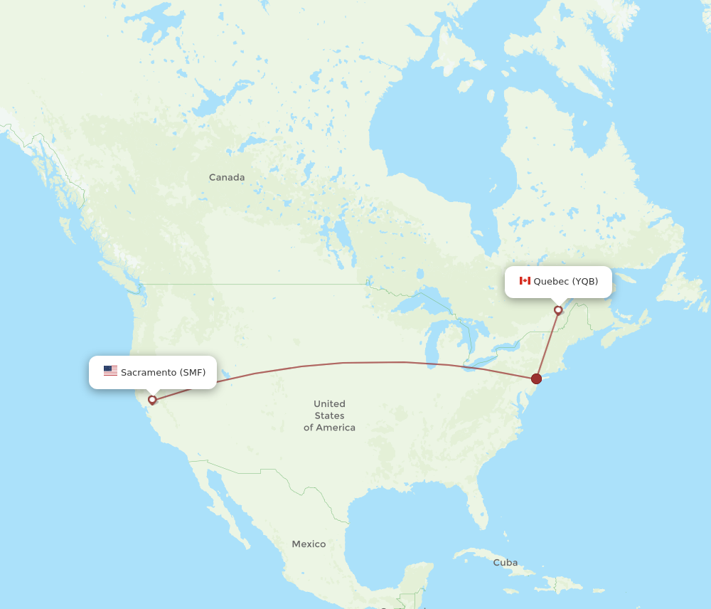 Flights from Sacramento to Quebec SMF to YQB Flight Routes