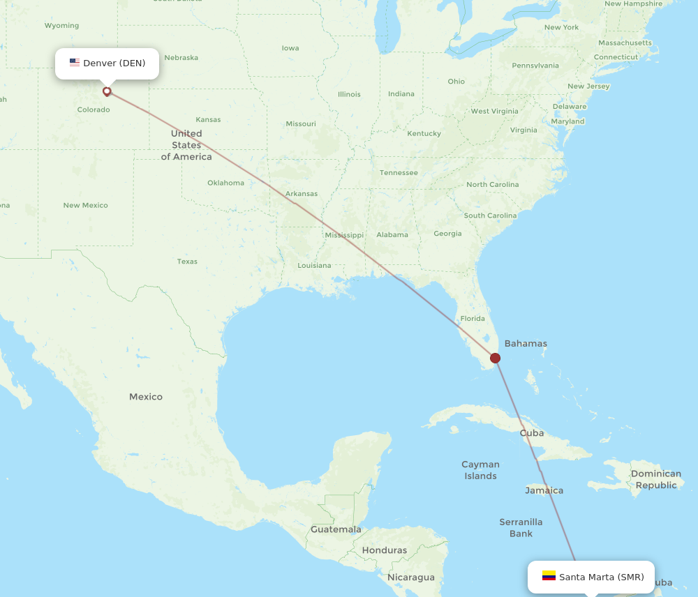 Flights from Santa Marta to Denver, SMR to DEN - Flight Routes