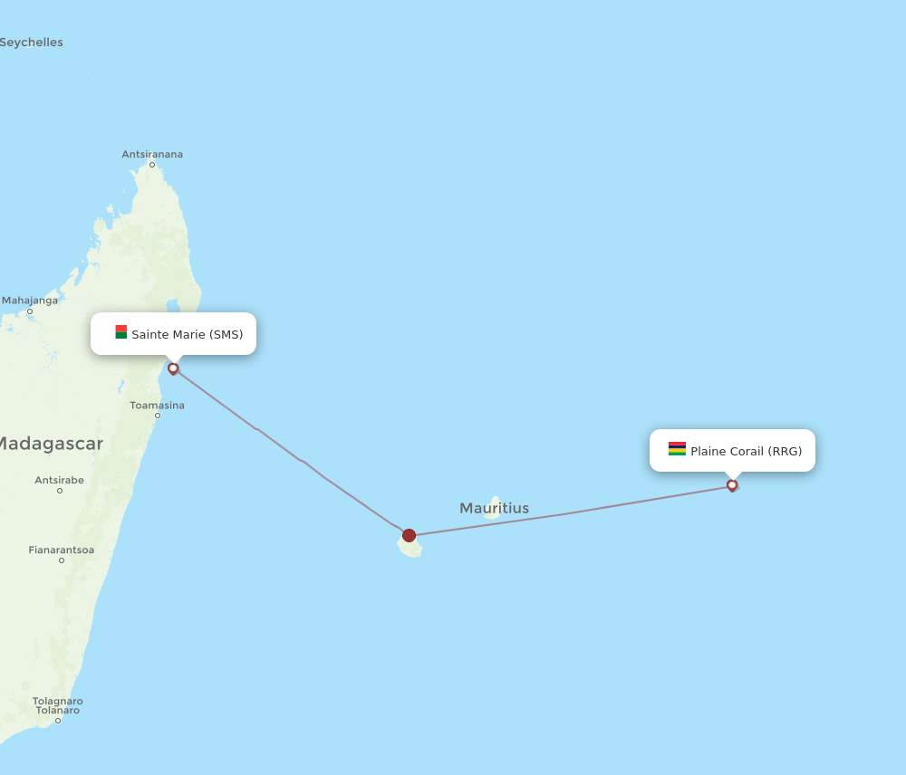 Flights from Sainte Marie to Rodrigues Island, SMS to RRG - Flight Routes